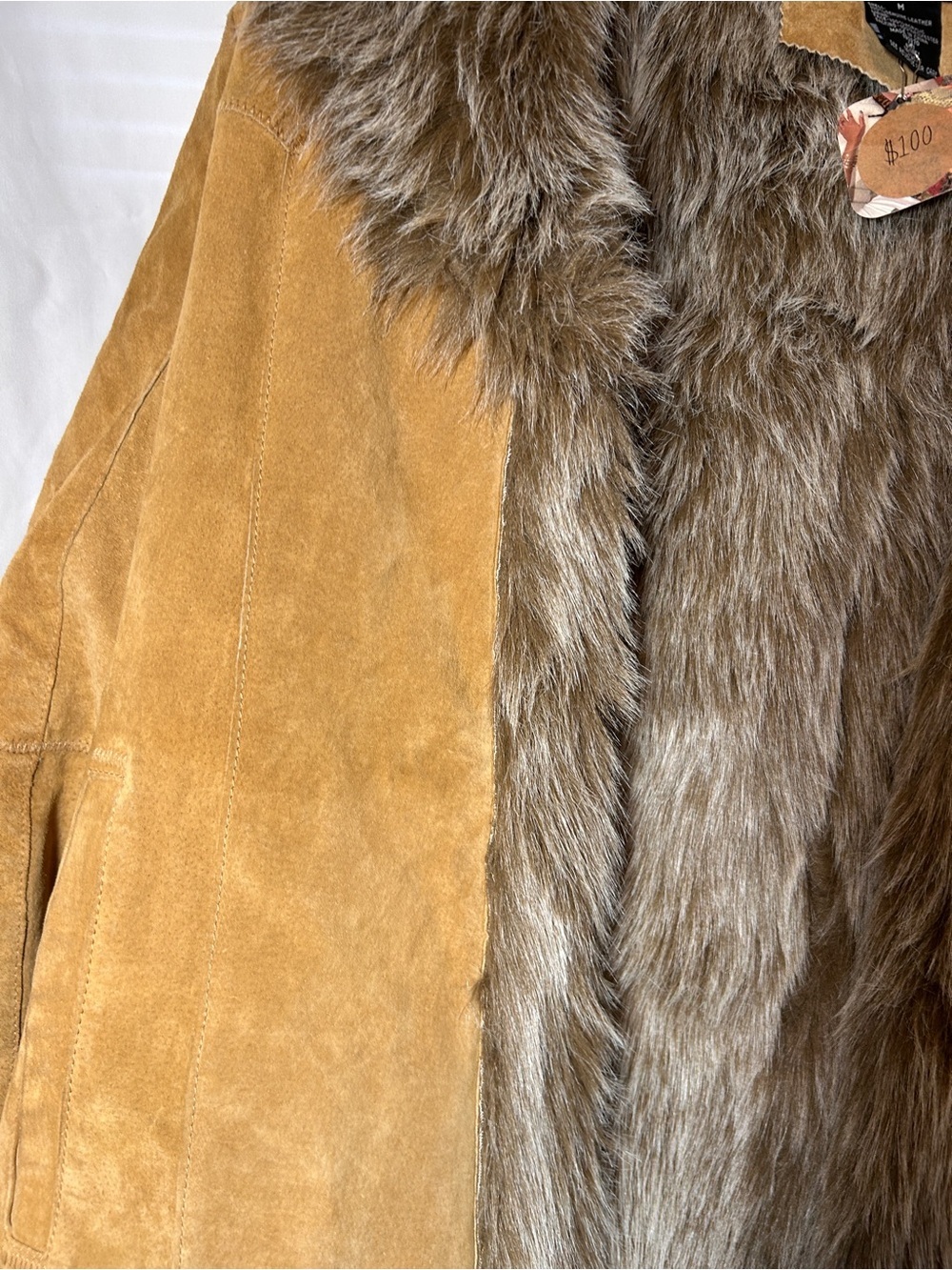 Vintage db studio suede coat with vegan fur hippie bohemian penny lane coat vtg - Picture 5 of 14